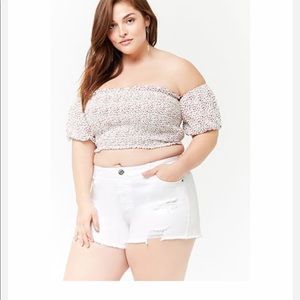 Lus Size Smocked Floral Top